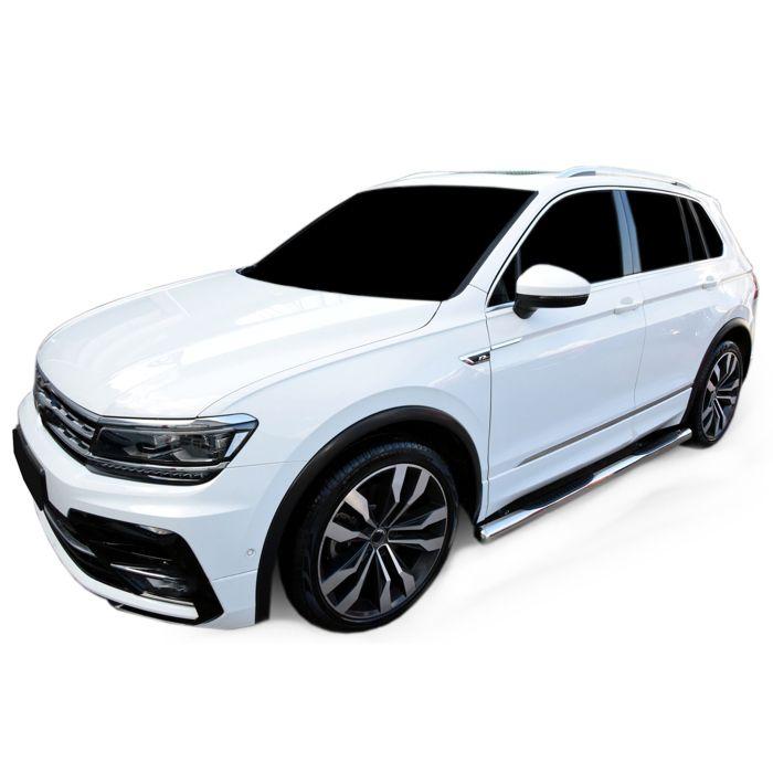 Tubes Marche-Pieds - JJ-AUTOMOTIVE - Compatible Volkswagen Tiguan 2016 - 2 Pièces - Noir - Fixation Incluse