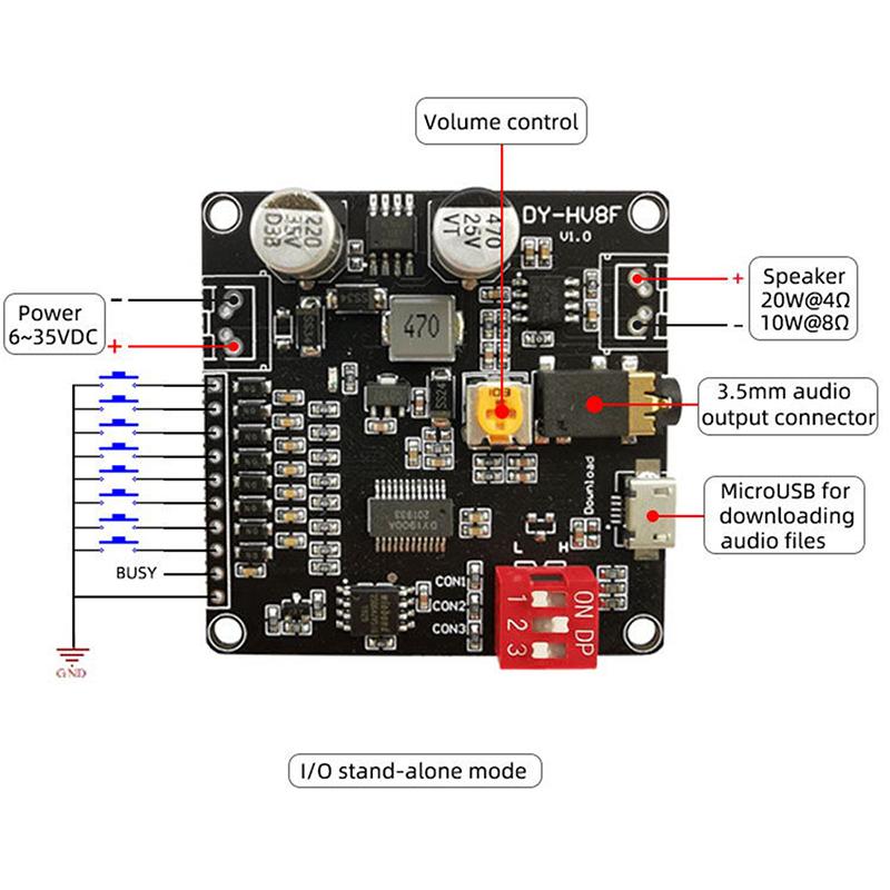 Модуль усилителя воспроизведения голоса 10 Вт/20 Вт, 12 В/24 В, MP3-плеер класса D, 3,5 мм, аудио Aux Micro USB, контроль громкости для Arduino
