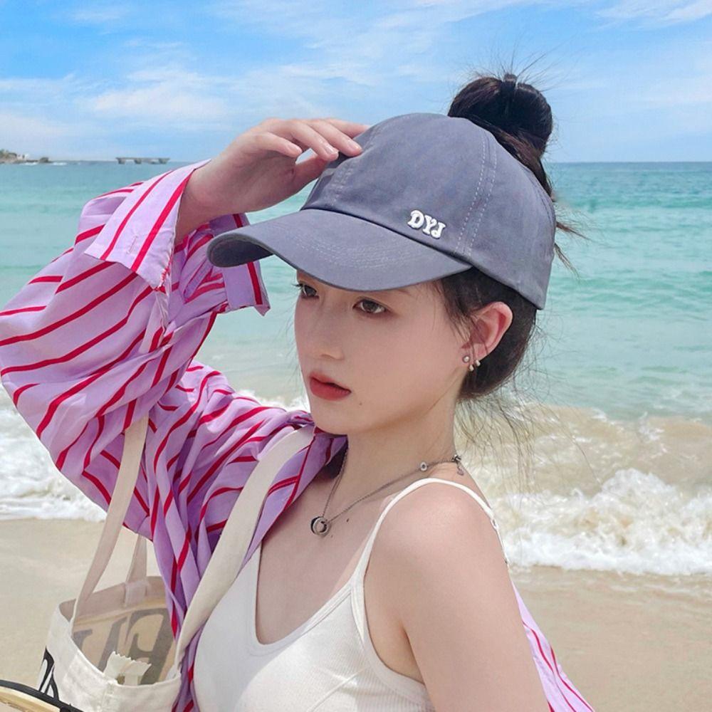 Letter Embroidery Empty Top Baseball Cap Korean Style Peaked Cap Versatile Sun Hat Sports