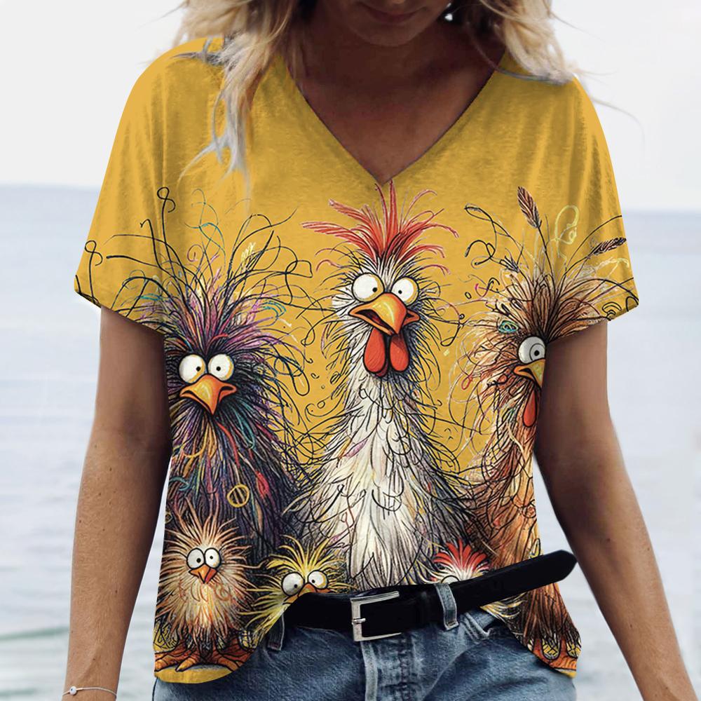 Women's T Shirt Chick Print Casual Short Sleeve 3d T-Shirts Summer Fashion Streetwear O Neck Pullover