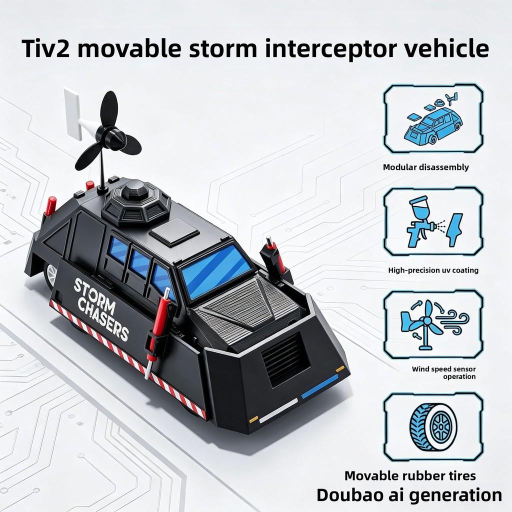 Модель автомобиля Storm Chaser Tiv2 с подвижными колесами для коллекционеров