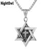 Cool Mens Hexagon 6 Point Star Of David Cross Pendant Necklace Stainless Steel