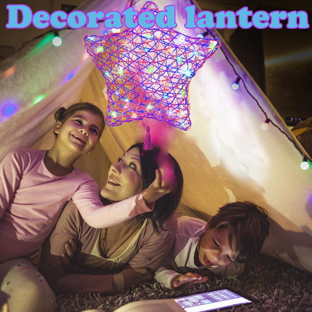 Beilunt 3D String Art Kits Crafts for Girls Ages 8-12, Arts and Crafts for Kids Ages 6-8, Make String Lantern with 20 Colored LED Bulbs for Girls 6 7