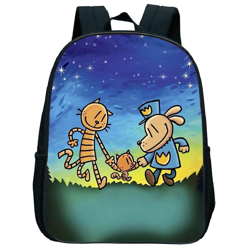 Dog Man Kindergarten Backpack 12 Inch Dogman Children Boy Girl Nursery Shoulder Bag Toddler Back to School Birthday Gift