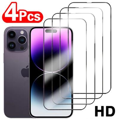 Закаленное стекло, 4 шт., для iPhone 11, 12, 13, 14, 15 Pro XR X XS Max, Защитная пленка для экрана iPhone 15, 14 Pro Max Plus SE 3, 2020, стекло