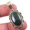 Natural Bloodstone Gemstone 925 Solid Sterling Silver TwoTone Pendant 1.50" L9L84