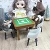 1:20 Dollhouse Mini Mahjong Table Model Simulation Mahjong Chair Dollhouse Miniature Furniture Playing House Dolls Accessory