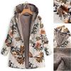 Печатные повседневные пальто большого размера Винтажные толстовки на молнии с длинным рукавом Женские пальто Повседневная женская теплая карманная куртка из флиса с цветочным принтом
