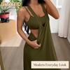 Модные летние весенние однотонные платья без рукавов с принтом, повседневные
