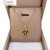 316l Stainless Steel Micro Inlaid Zircon Camellia Pendant Necklace For Gril Jewelry Women Elegant