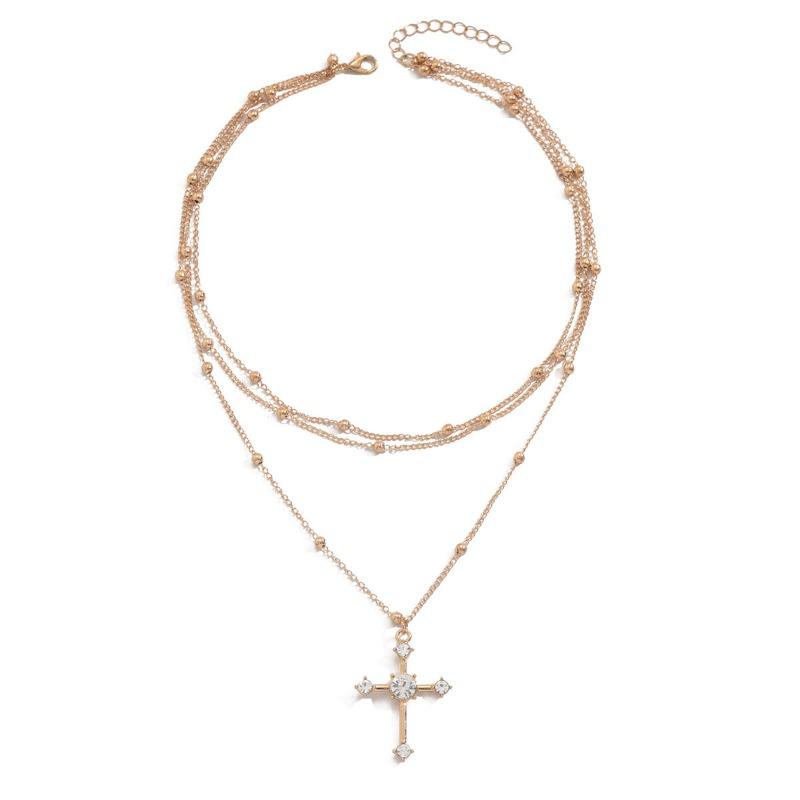 Diamond Collarbone Chain Sweater Chain Alloy Nklce Women's Multi-layered Cross Necklace