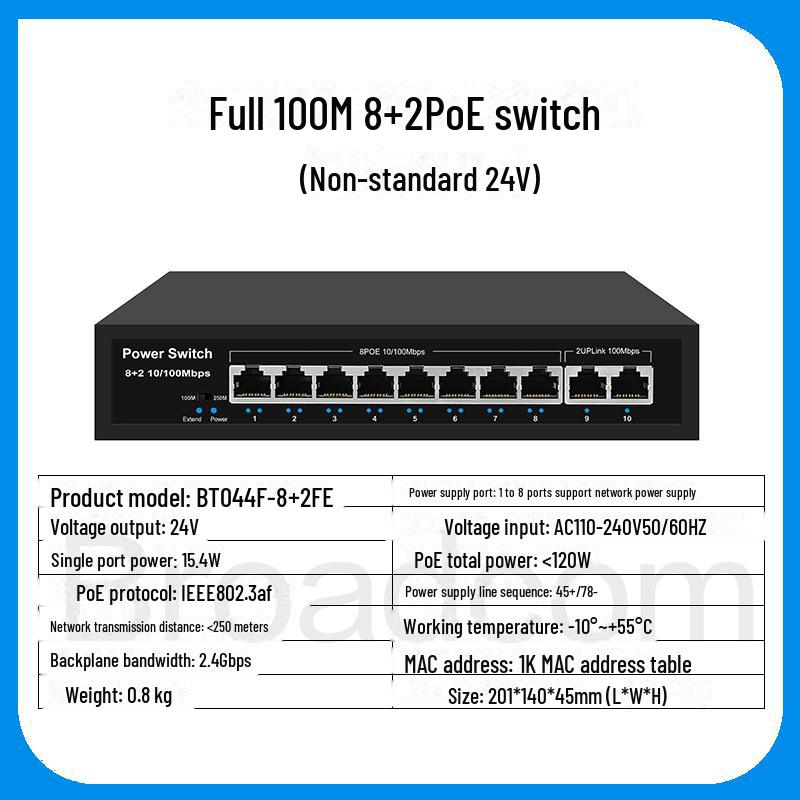 PoE-коммутатор Broadcom 24 В с 4, 8, 16 и 24 портами - Поддерживает мониторинг зданий