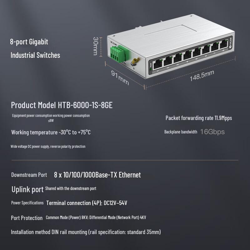 netLINK 8-Port Industrial Gigabit Ethernet Switch