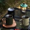 320ML Stainless Steel Camping Cup with Foldable Handle Double Layers Outdoor Travel Picnic Tea Milk Beer Milk Mug Insulated Metal Drinking Cup