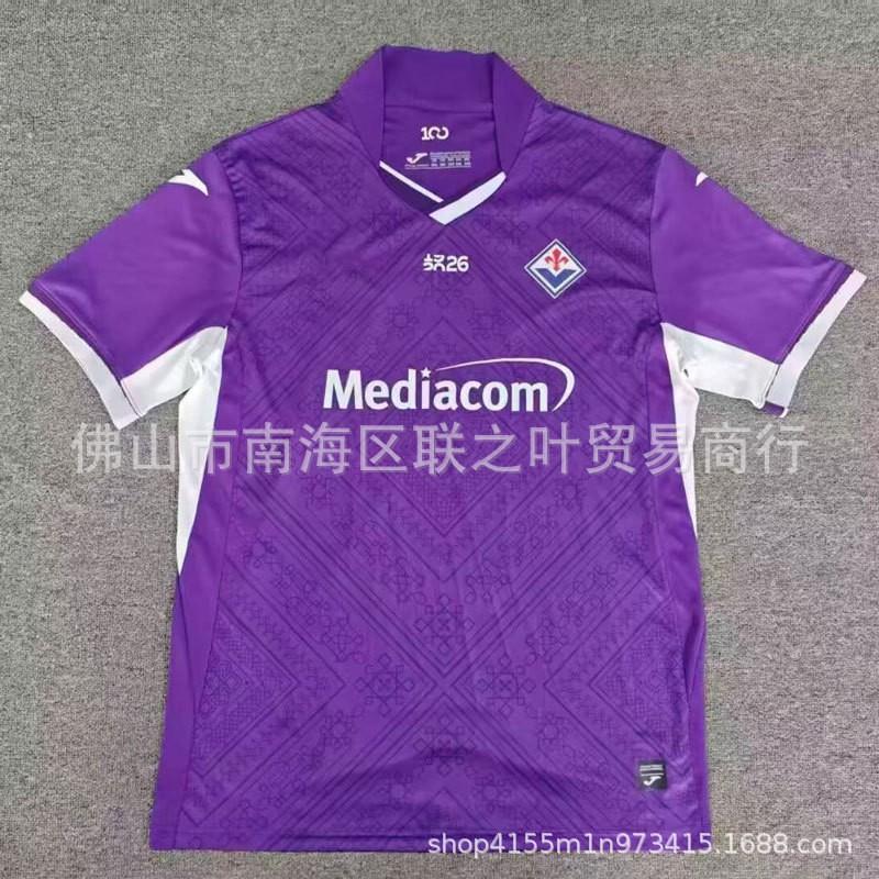 Домашняя футболка Fiorentina '-2027 Мужская с коротким рукавом Футбольная форма для взрослых Игроков Матчевая одежда Осень Зима