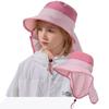 UV Protection Kids Beach Cap Solid color Sunscreen Bucket Hat Children Shawl Sun Hat  Boy