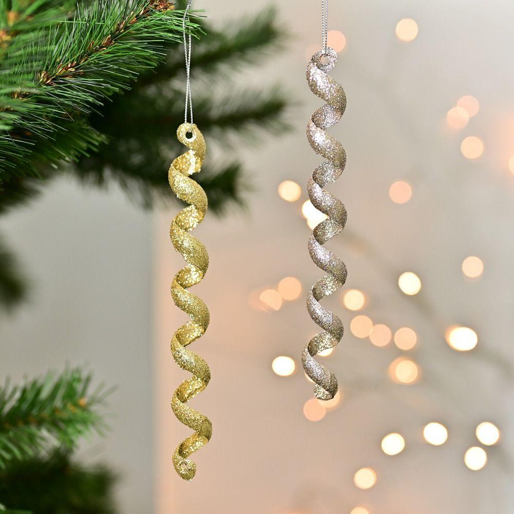 4pcs Twisted Christmas Snowflakes Icicle Pendants Holiday Party Supplies