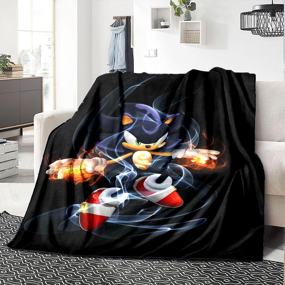 Shadow Hedgehog Flannel Blanket Super Soft Warm Cozy Blanket For Sofa Bed Office Travel Allseason Home Decor Gift