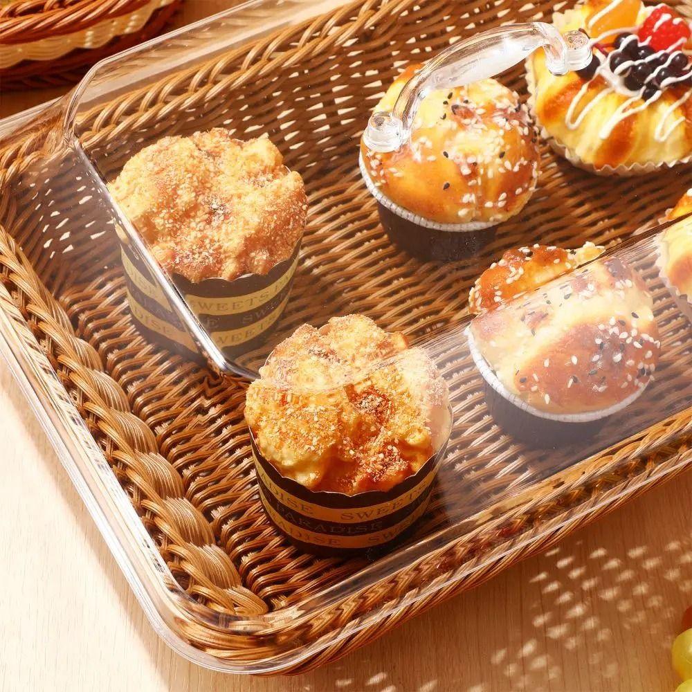 1Pcs Vegetable Bread Serving Woven Basket Lid Fruit Storage Containers  for Home Kitchen Picnic