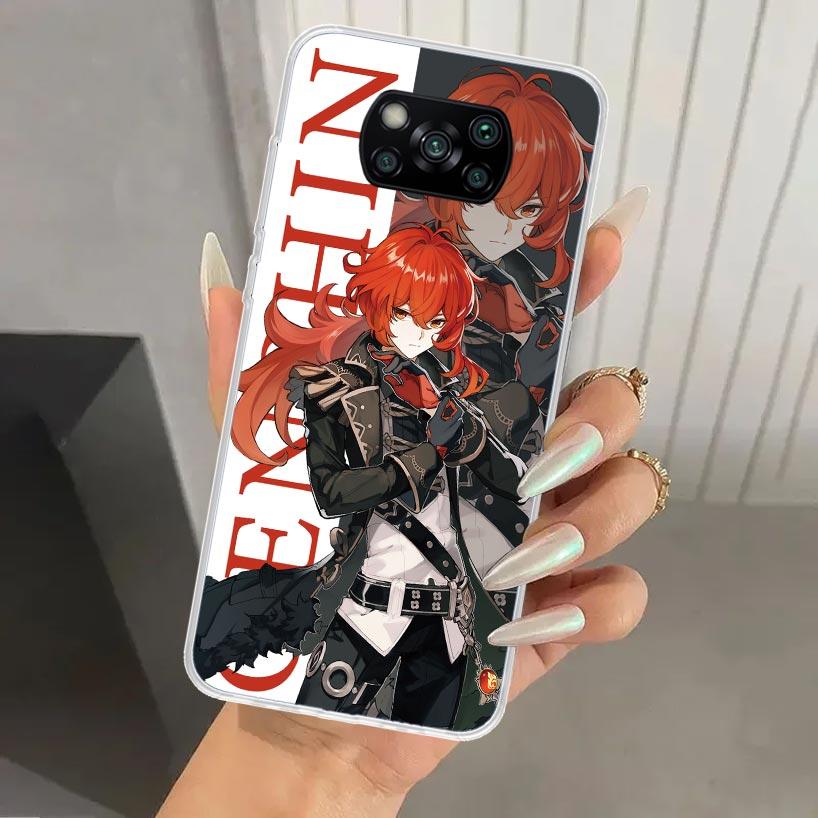 Аниме чехол для телефона Genshin Impact для Xiaomi Poco X5 X6 X7 Pro F7 Ultra M7 Redmi 15 15C 13 13C 12 12C 10 10A 10C 9 9A 9C 9T Корпус