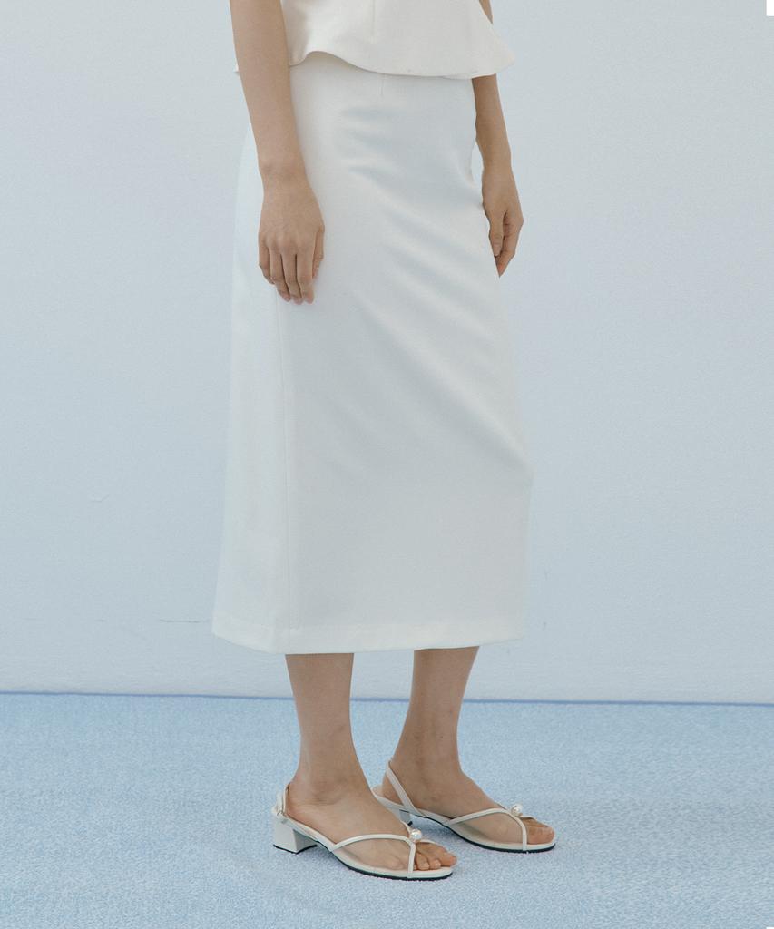 Lucirju Lace Waist H-Line Skirt (Ivory)