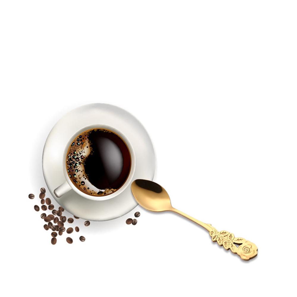 Цветочная ложка из нержавеющей стали, кофейная чайная ложка, столовые приборы, десертный инструмент