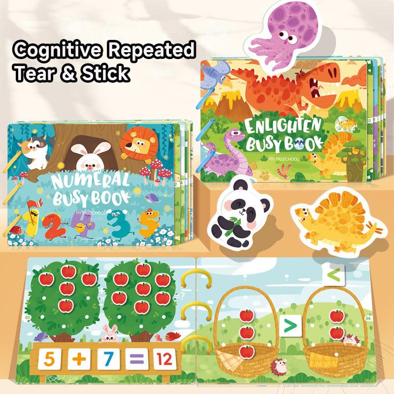 Тихая занятая книга для малышей Монтессори Волшебная наклейка Игрушка Паста Чтения Цифры Сопоставление Головоломка Игра Дети Просветление Игрушки Подарки