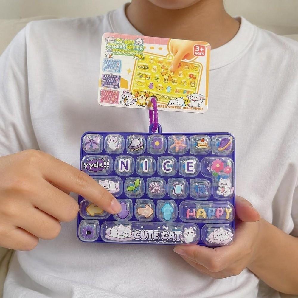 Cartoon 26 Keys Keyboard Keychain Animals Keyboard Clicker Keychain  Student Gift