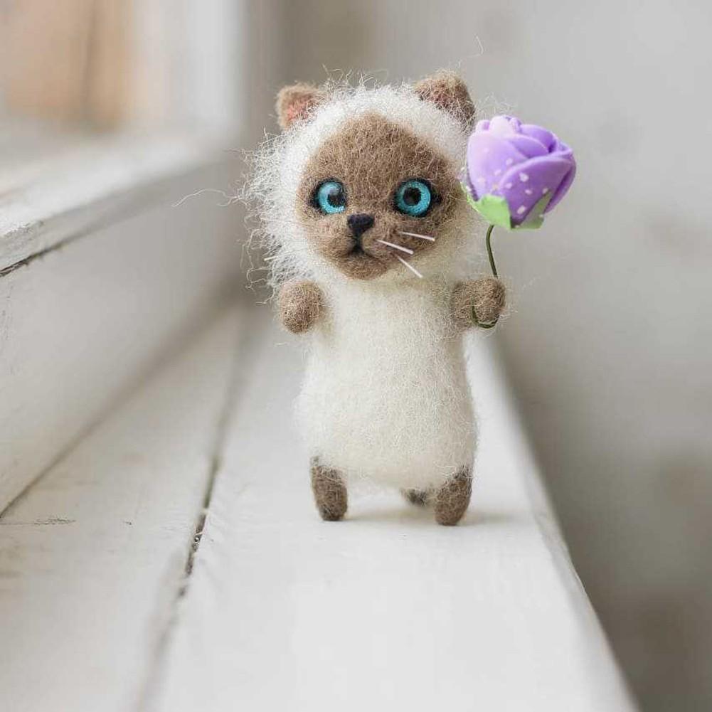 Набор материалов для рукоделия из шерсти кошки, набор для валяния иглами для детской куклы своими руками