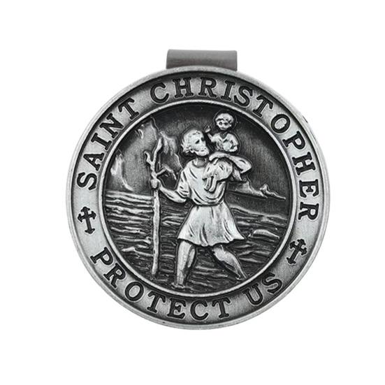 Зажим для козырька Святого Христофора для автомобиля, металлический амулет Святого Христофора, талисман безопасности, автомобильные аксессуары, подарок для водителей и их семей