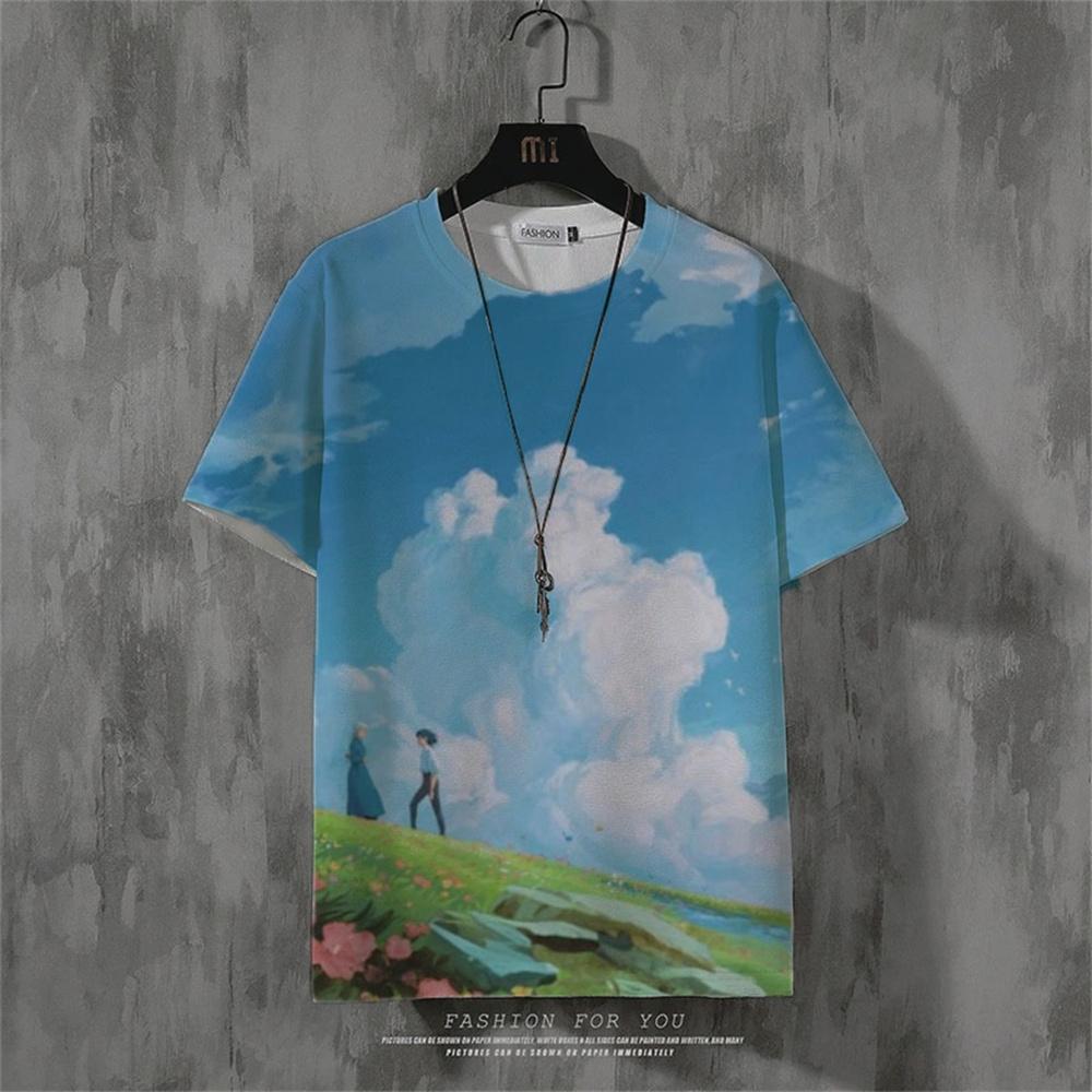 Мужская футболка в стиле аниме в стиле ретро, ​​уличная футболка с короткими рукавами для мужчин, повседневная летняя футболка с 3d принтом, дышащая свободная мужская одежда