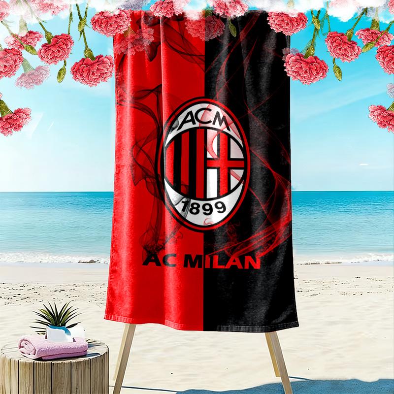 Пляжное полотенце с принтом AC Milan, Большое, Мягкое, Быстросохнущее, для Пляжа, Кемпинга, Плавания