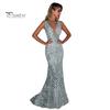 Women Evening Dress Deep V Neck Slim Fit Backless Sleeveless Shiny Sequin Fishtail Hem Floor Length Maxi Dress Prom Party Ball Gown