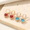 Simple Red/blue Heart Shape Dangle Earrings for Women Cubic Zirconia Earring Jewelry Party Accessories Valentine's Day Gift