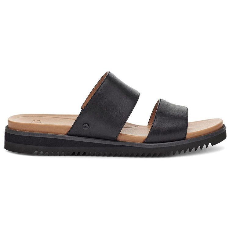 UGG Zyle Slide Удобные мягкие сандалии на плоской подошве с одним ремешком, модные женские сандалии, черные 1116371-BLK