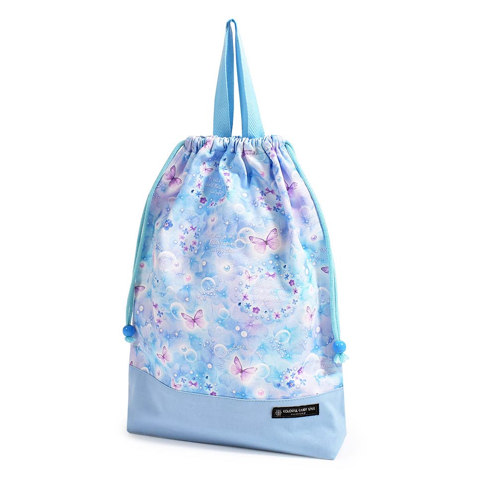 COLORFUL CANDY STYLE Large Drawstring Bag for Gym for for Elementary School Change of Clothes Moonlight Butterfly N3385300 Clothes, Girls, Students,