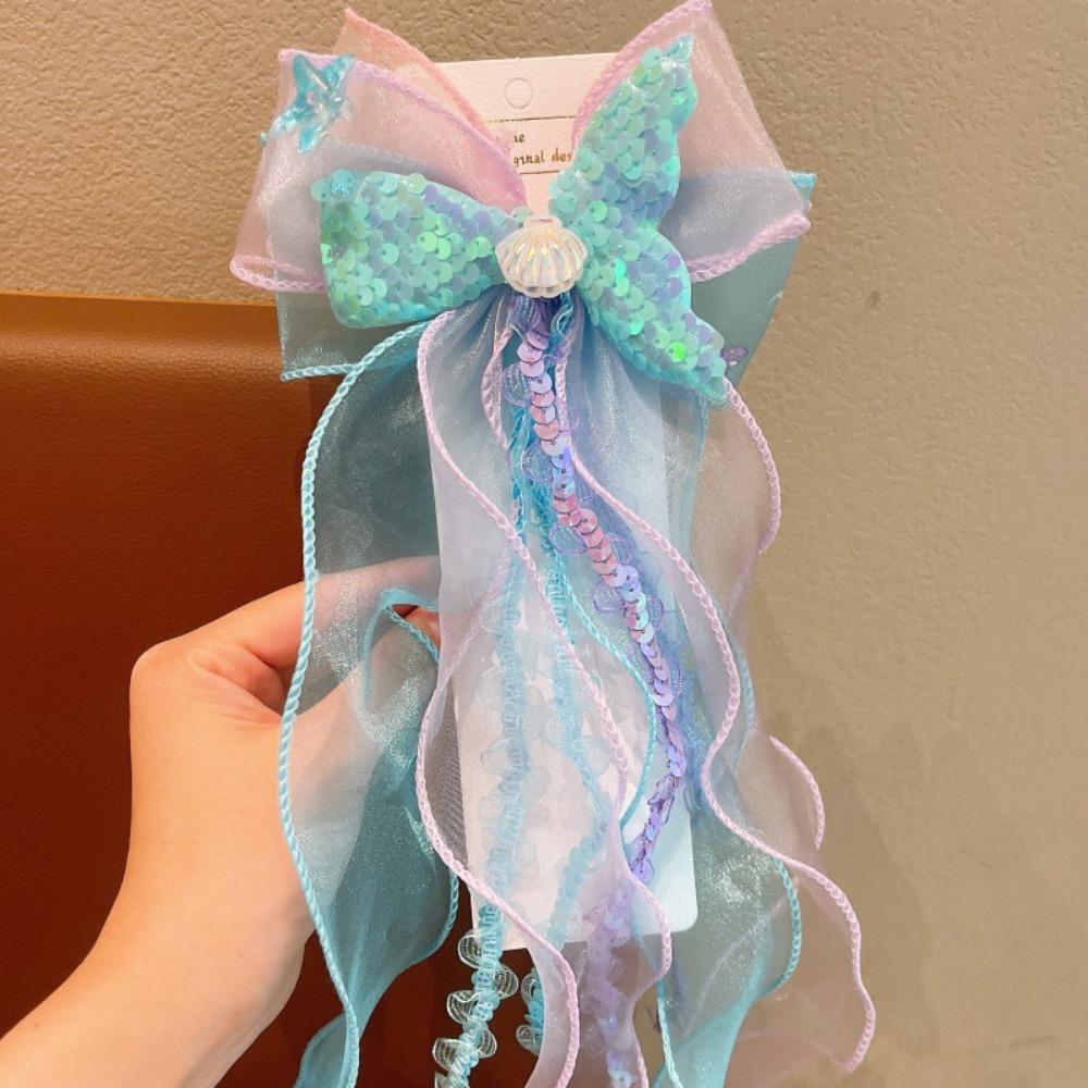 Children's Ribbons Hairpin Mermaid Barretes New Bow Hair Clips Hair Accessories