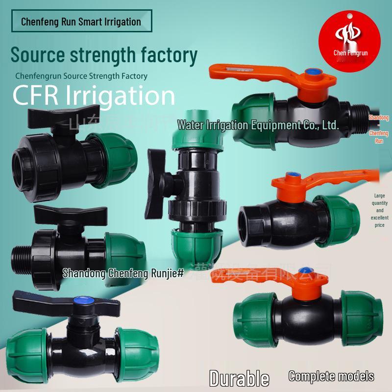 1-Inch PE Ball Valve Connector: Internal/External Thread, Quick Connect Swivel Joint, Green Nut Switch
