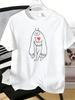 Male Round Neck Cotton T Shirt Hand Drawn Weird Rabbit Character I Love Japanese Text Graphic Short Sleeve Trend Daily Tees