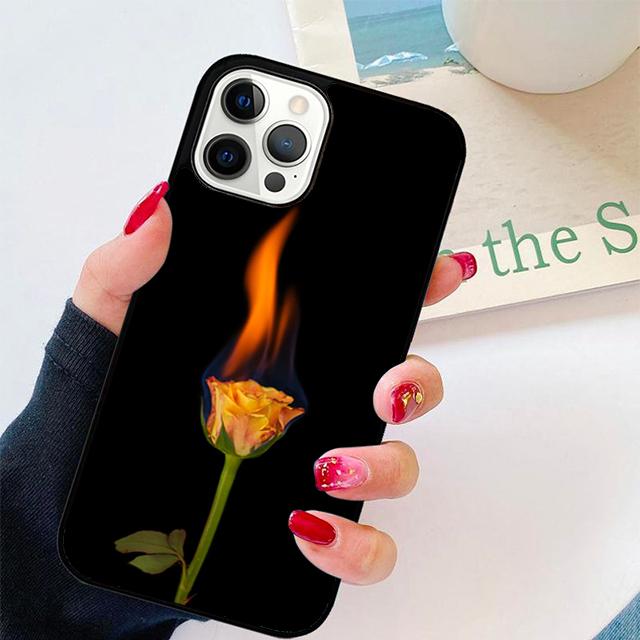 Осенняя Роза Горящей Любви Чехол для Телефона для iPhone 17 Air 16 16e 15 12 11 13 14 Pro Max Apple Plus Coque