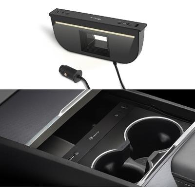 TPARTS Многопортовый USB-хаб для Tesla Model 3 Highland 2024+/Model Y Juniper 2025+, Скрытое в центральной консоли быстрое зарядное устройство с выдвижным кабелем для Model 3/Y