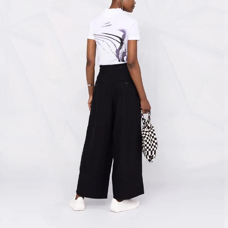 Y-3 Однотонные повседневные брюки с высокой талией и широкими штанинами, женские брюки черного цвета HB3364