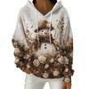 Женский модный повседневный пуловер с рождественским принтом, толстовка с капюшоном и длинными рукавами