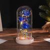 Three glass cover rose ornament creative Christmas Valentine's Day gift immortal flower gold foil night light