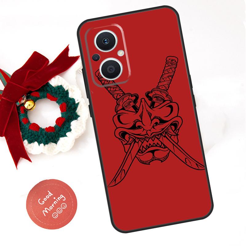 Чехол Самурайский Они Маска для OPPO Reno 14F 14 13 12 11 10 Pro 11F 12F 13F 7 8 Lite Чехол OPPO Find X8 X5 X9 Pro