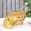 Sugar Bowl with Lid and Spoon Metal and Glass Seasoning Container Kitchen Food Canister for Cookie Honey Candy Jar