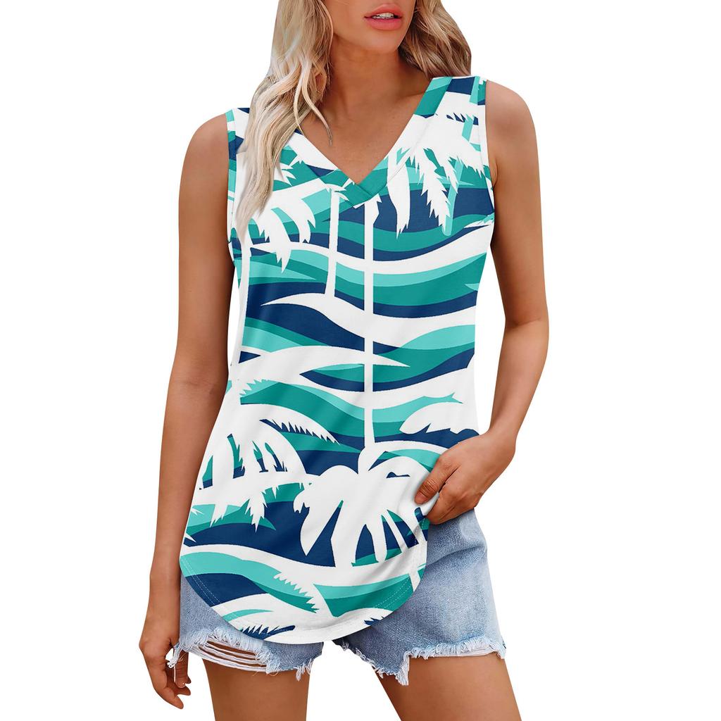 Women's Girl V Neck Tank Top Printing Casual  Top Tank Tops For Women Loose Fit Sleeveless Tops Flowy