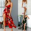 Summer Women Printed Strapless Dress SeasideIrregular Long Dresses Ruffles Chiffon Maxi Dresses