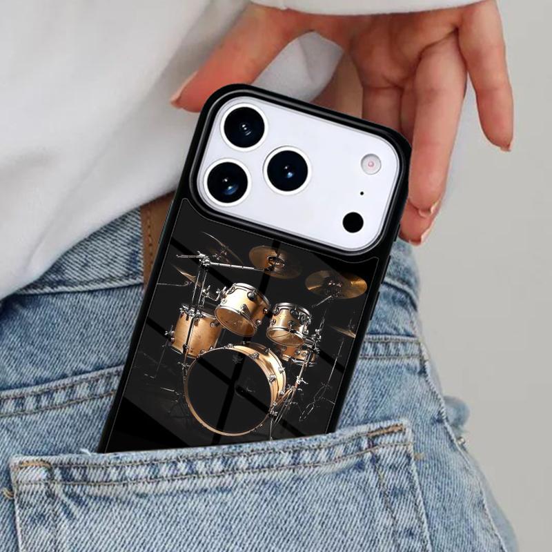 Musical Instrument Drum soft Phone Case for iPhone 17ProMax 12 13 14 15 16e 17 Pro Max Plus Air Cover