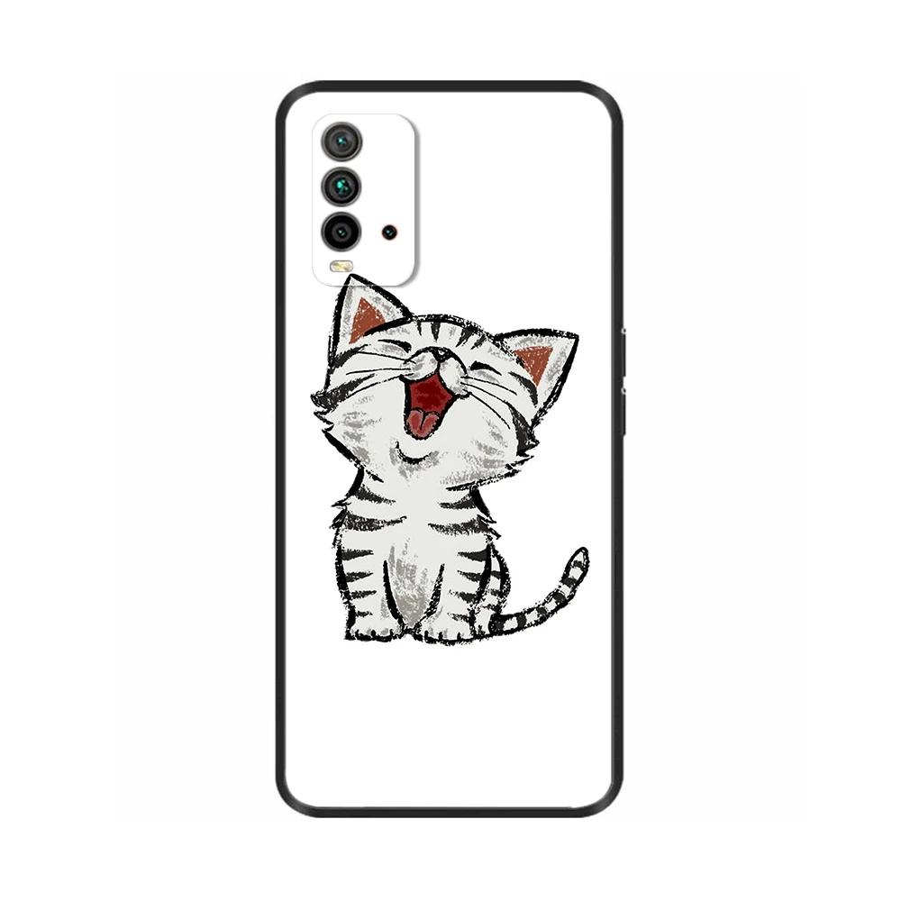 For Redmi 9T Case Silicone Back Cover Phone Case for Xiaomi Redmi 9T Redmi9t 9 T Soft Cases Fundas Para Bumper Coque Cat Flower